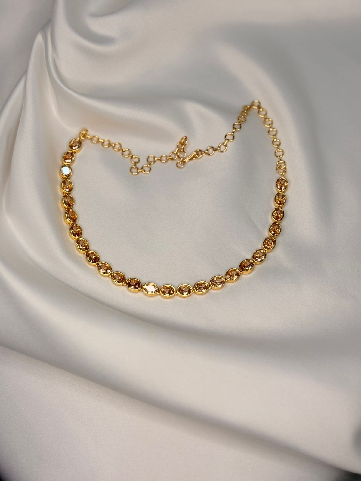 Gold-Tone  Gold colour Stone Necklace with Matching Earrings