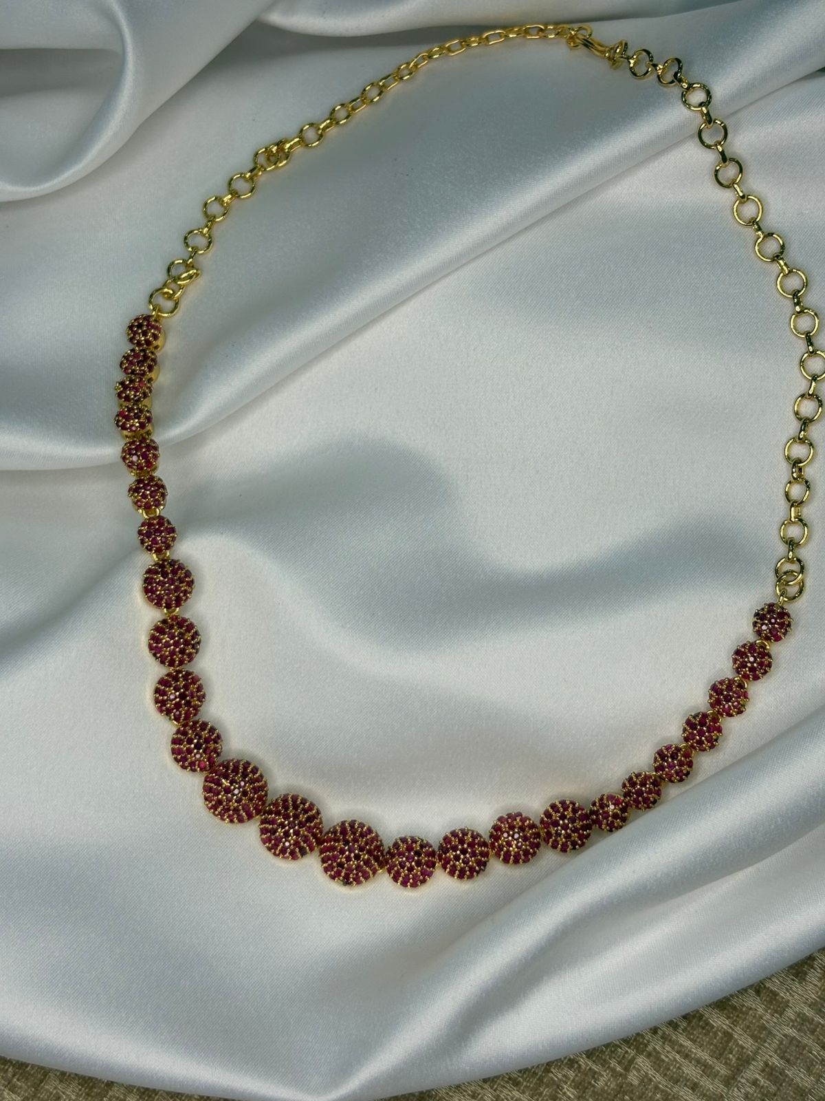 Elegant Red Ball Necklace with Matching Earrings
