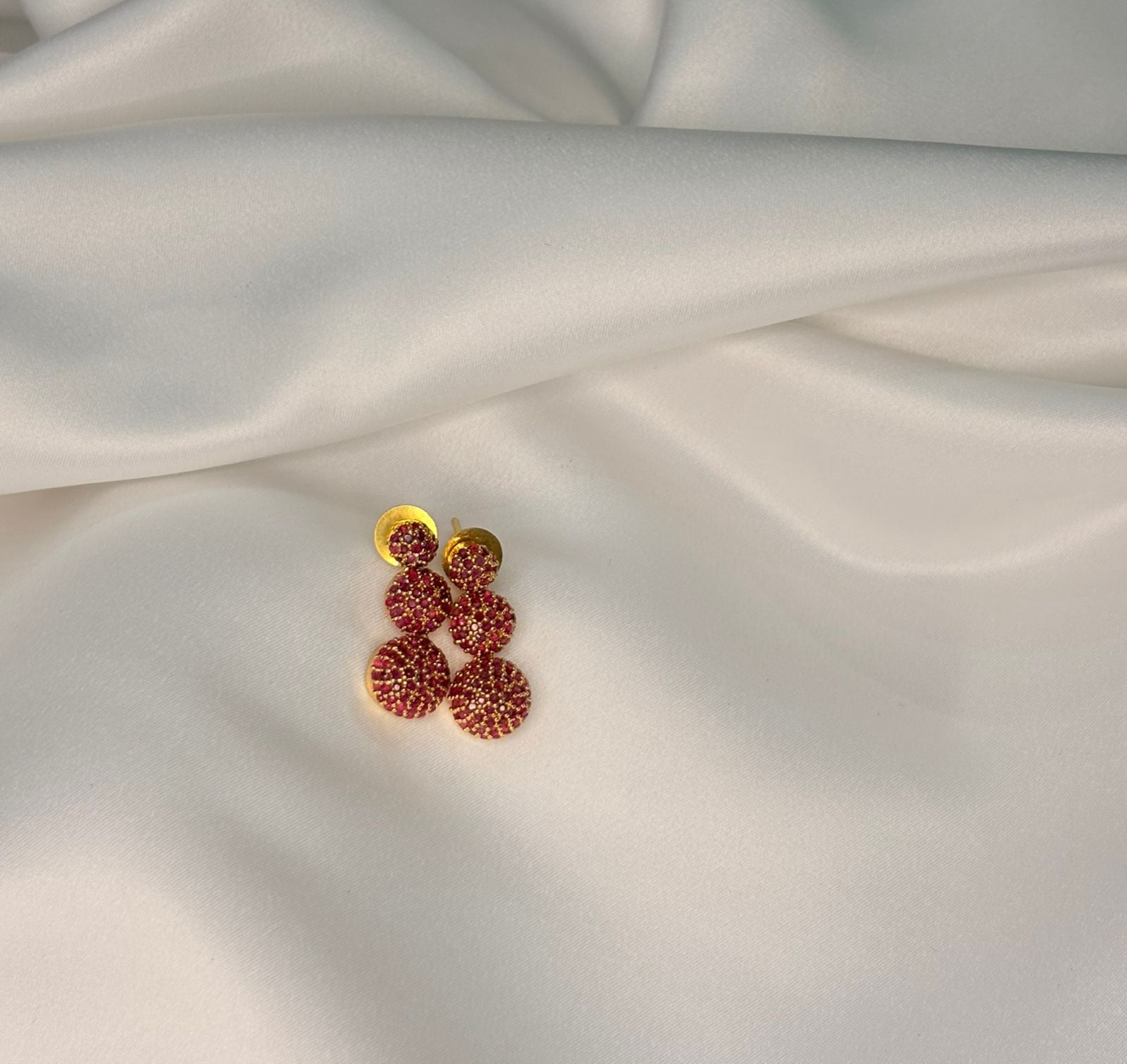 Elegant Red Ball Necklace with Matching Earrings