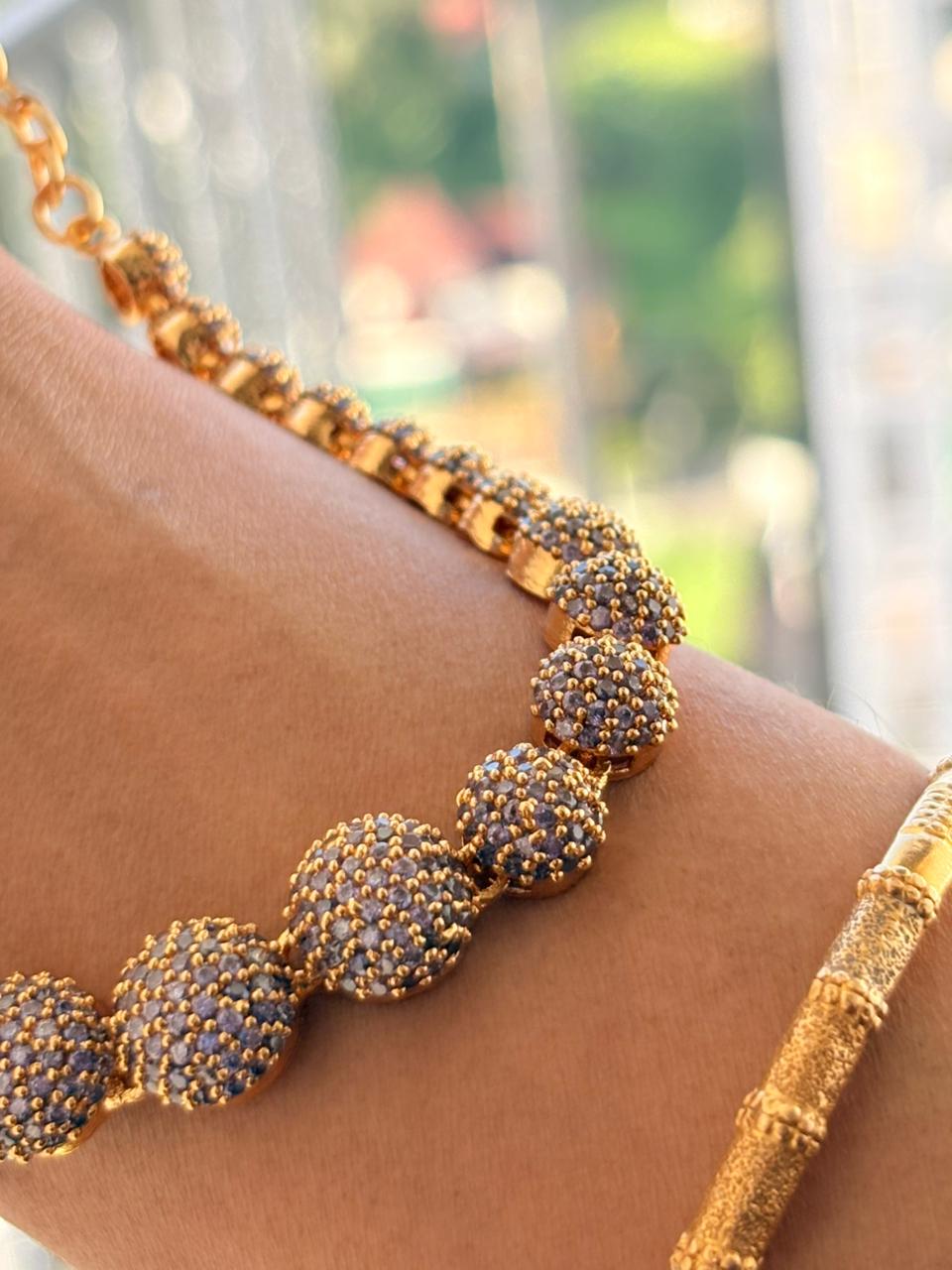 Elegant Purple Ball Necklace with Matching Earrings