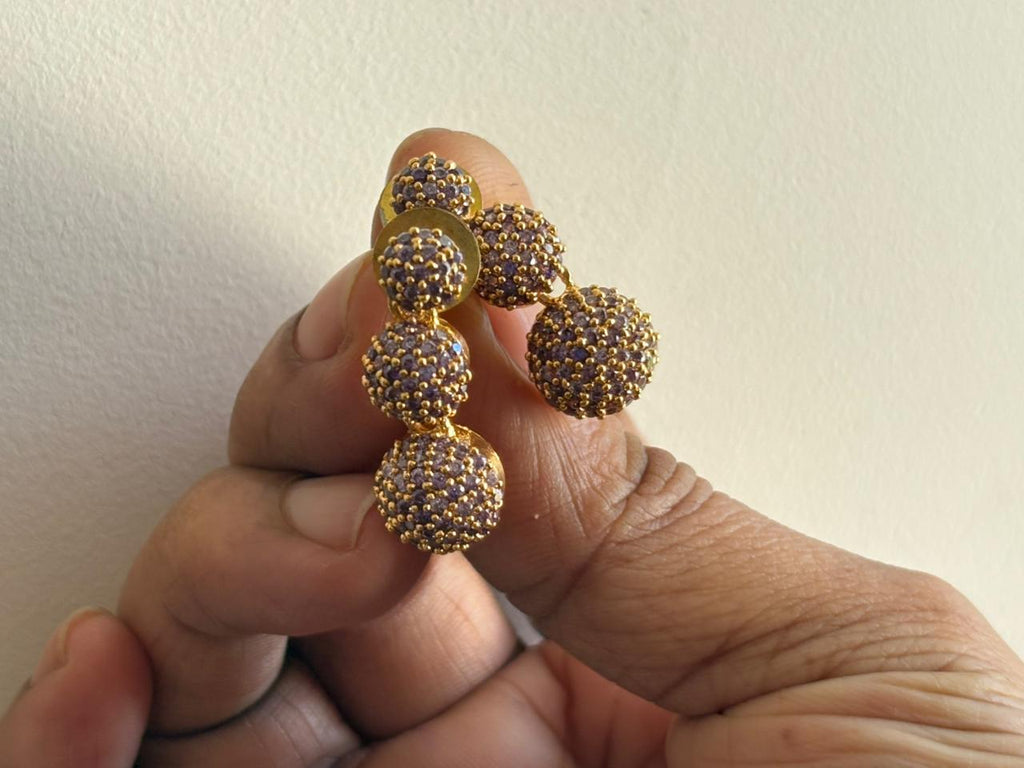 Elegant Purple Ball Necklace with Matching Earrings